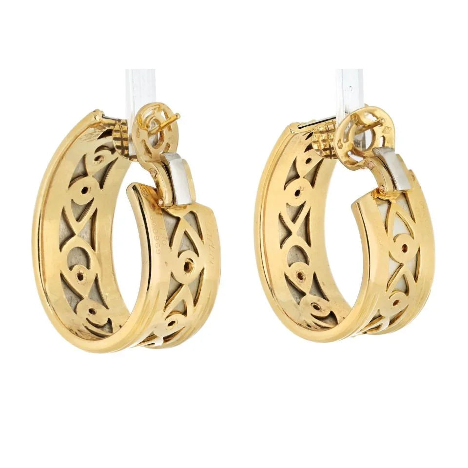 Carthttier 18K Two Tone Walking Panthere Hoop Earrings