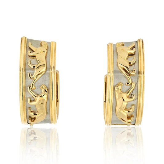 Carthttier 18K Two Tone Walking Panthere Hoop Earrings