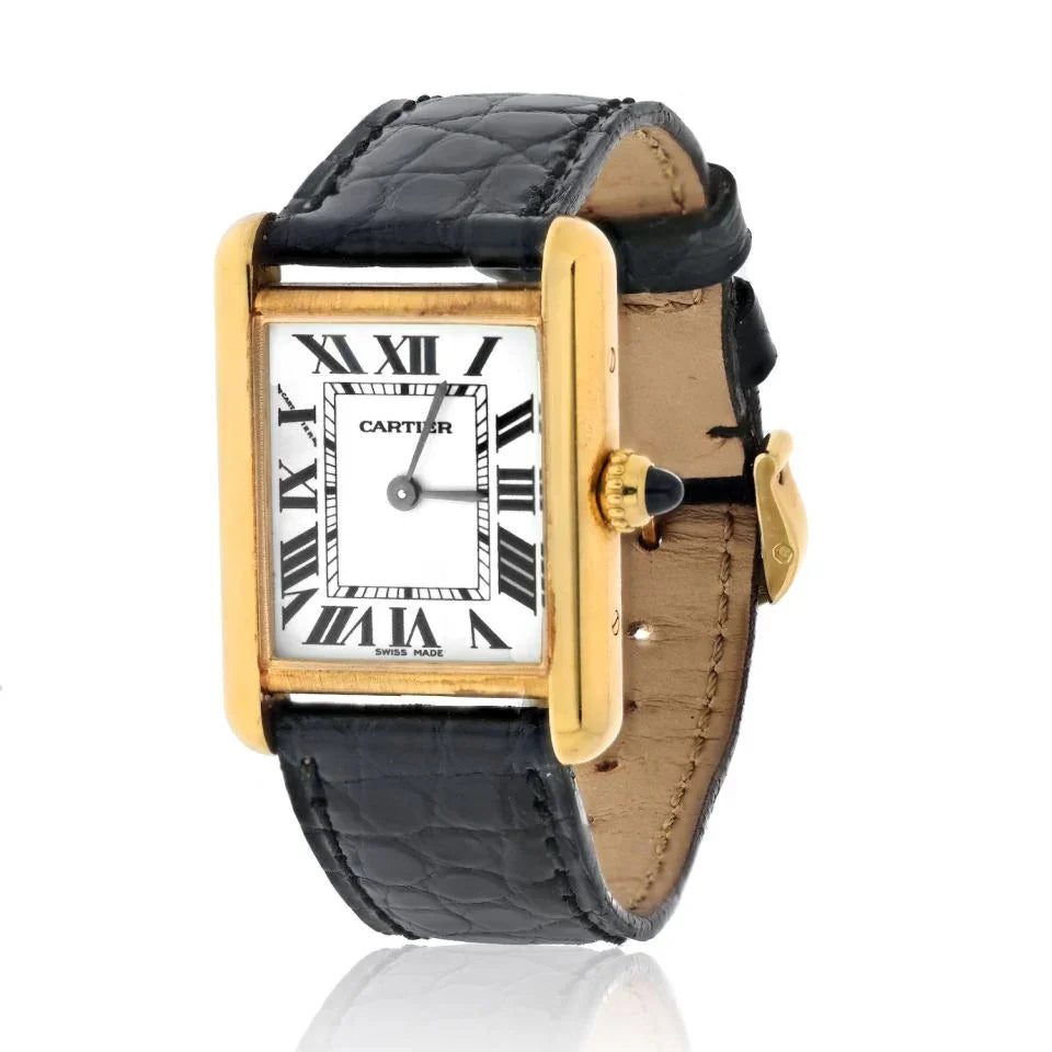 Carthttier Tank Americane 18K Yellow Gold Model 2442 Women Watch