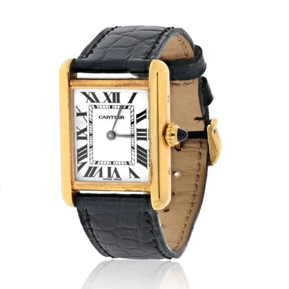 Carthttier Tank Americane 18K Yellow Gold Model 2442 Women Watch