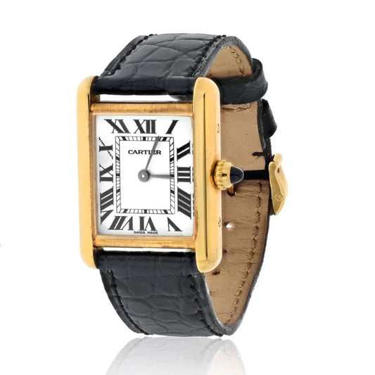 Carthttier Tank Americane 18K Yellow Gold Model 2442 Women Watch