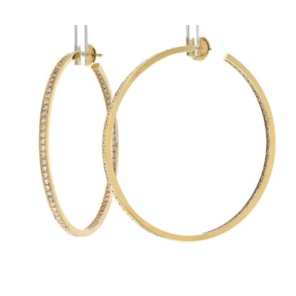 Carthttier 18K Yellow Gold 5.00cttw Round Diamond Large Hoop Earrings