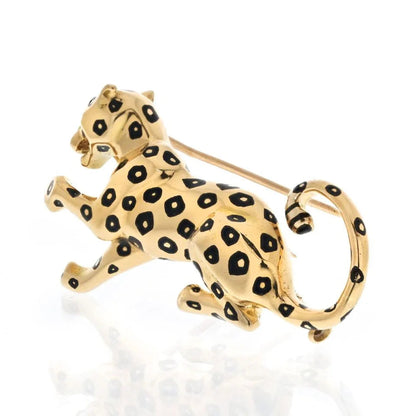 Carthttier Platinum & 18K Yellow Gold Panthere Spotted Lacquer Brooch