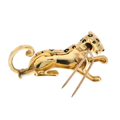 Carthttier Platinum & 18K Yellow Gold Panthere Spotted Lacquer Brooch