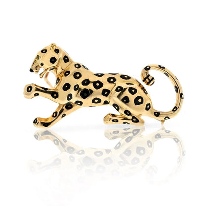 Carthttier Platinum & 18K Yellow Gold Panthere Spotted Lacquer Brooch