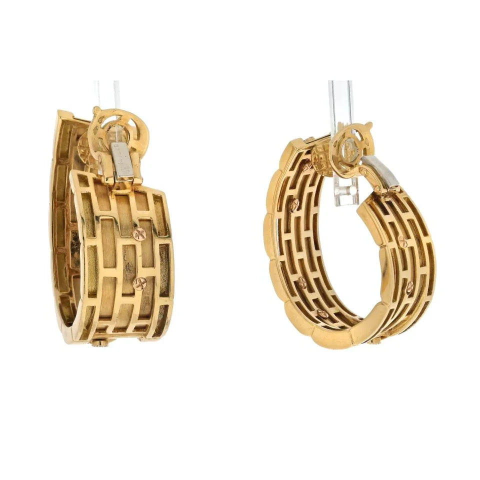 Carthttier Platinum & 18K Yellow Gold Walking Pantheres Diamond Hoop Earrings