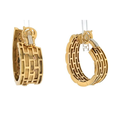 Carthttier Platinum & 18K Yellow Gold Walking Pantheres Diamond Hoop Earrings