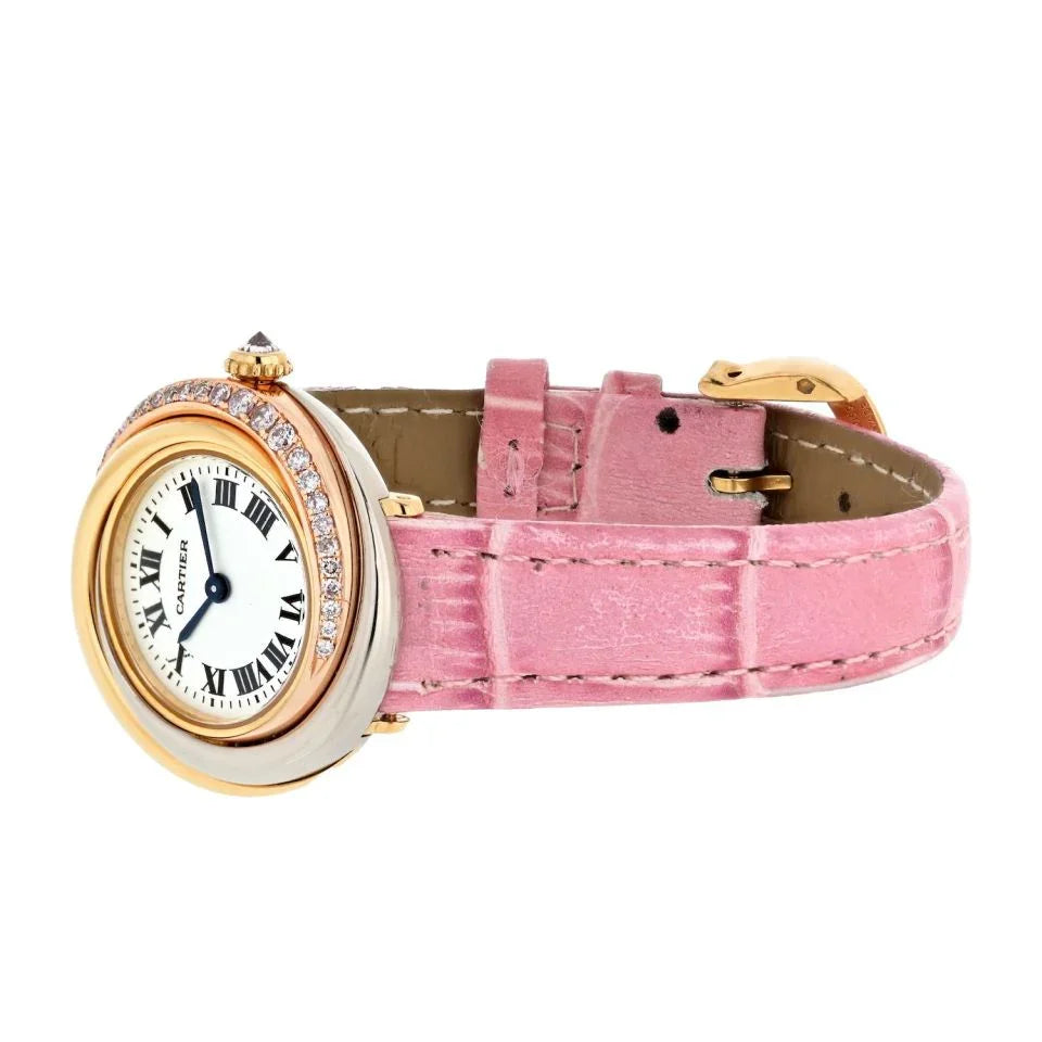 Carthttier Trinity 18K Tri Color Trinity Round Dial 27mm 1990's Diamond Women Watch