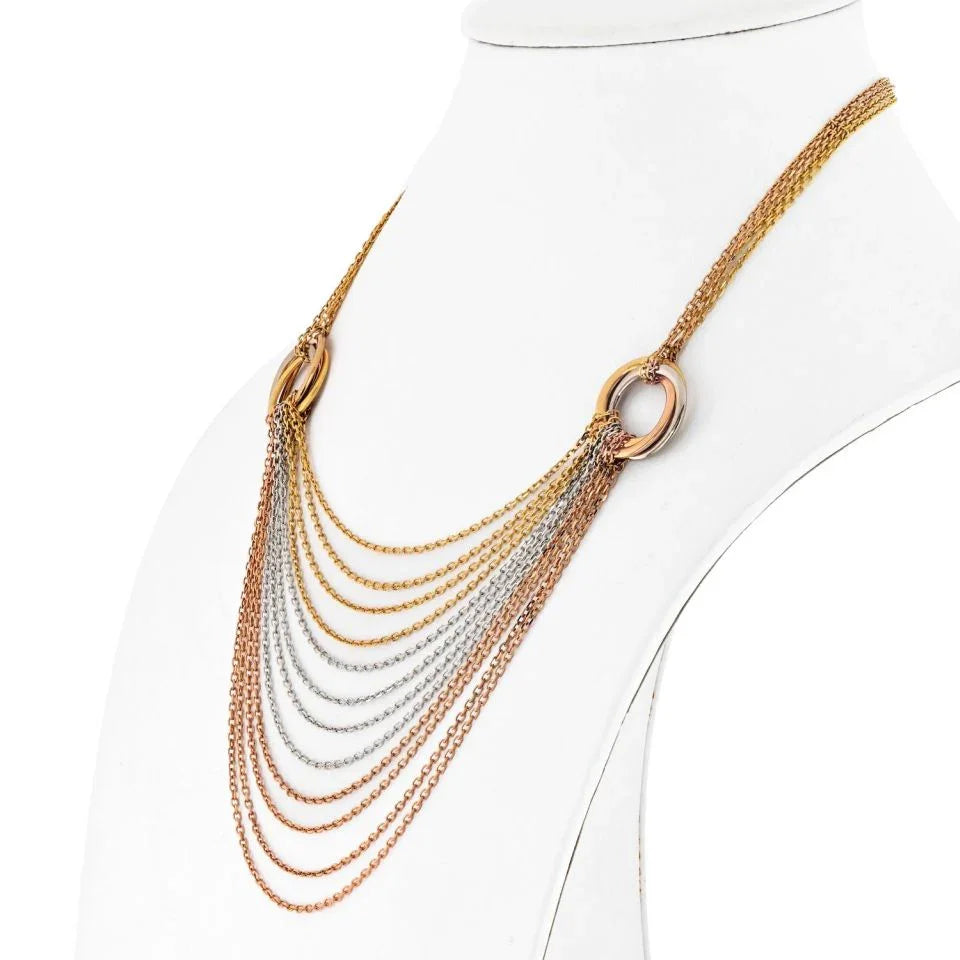 Carthttier 18K Tri Color Trinity Draped Chain Necklace