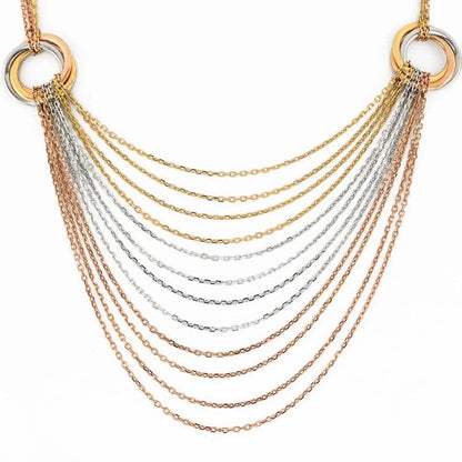 Carthttier 18K Tri Color Trinity Draped Chain Necklace