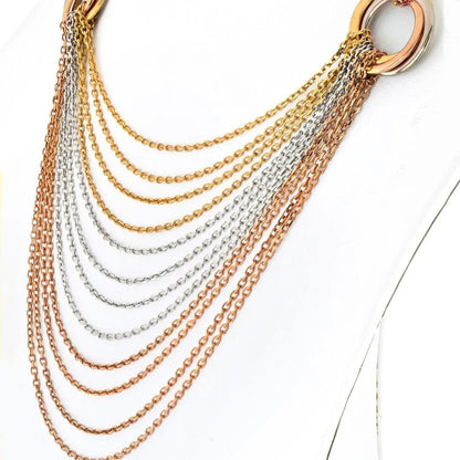 Carthttier 18K Tri Color Trinity Draped Chain Necklace