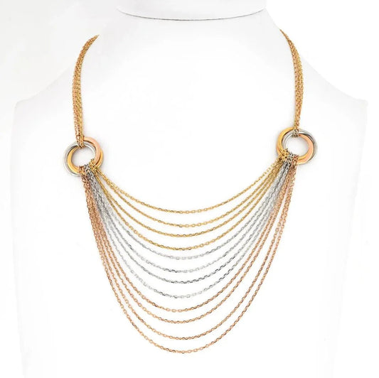 Carthttier 18K Tri Color Trinity Draped Chain Necklace