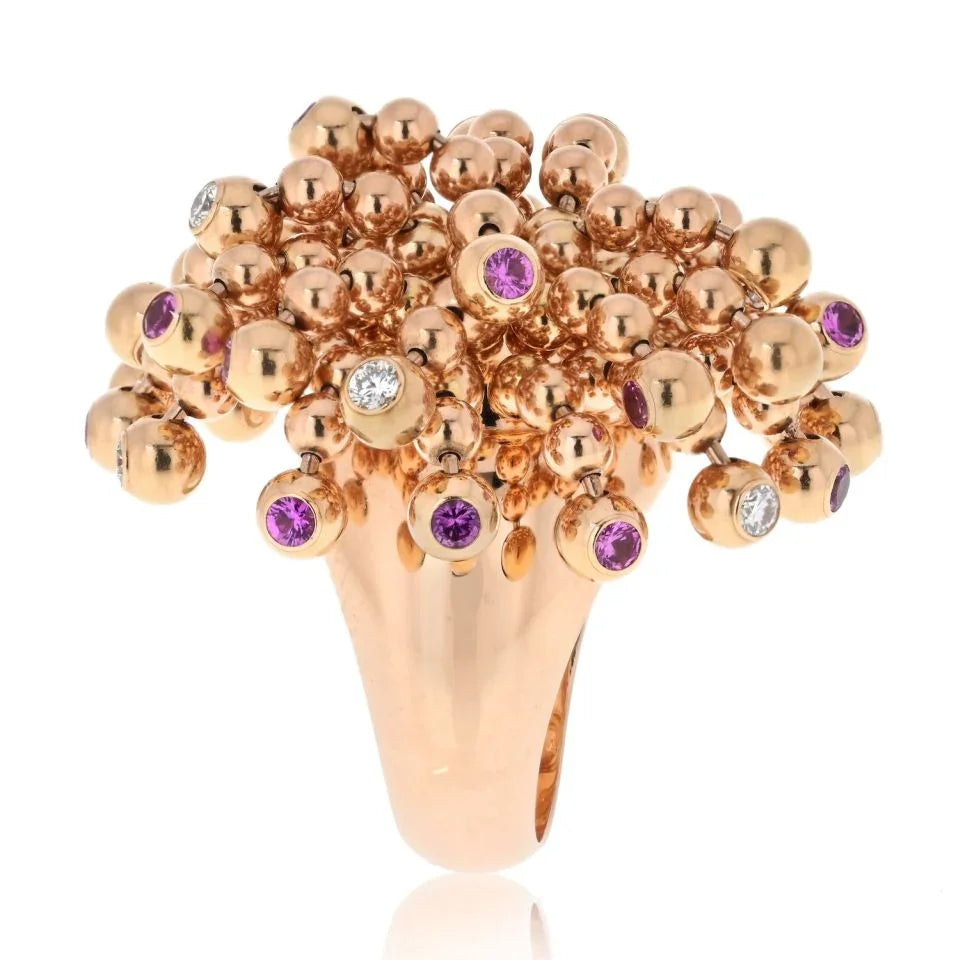 Carthttier Nouvelle Vague 18K Rose Gold Nouvelle Vague Diamond And Pink Sapphire Ring