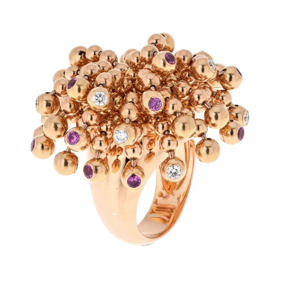 Carthttier Nouvelle Vague 18K Rose Gold Nouvelle Vague Diamond And Pink Sapphire Ring