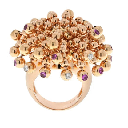 Carthttier Nouvelle Vague 18K Rose Gold Nouvelle Vague Diamond And Pink Sapphire Ring