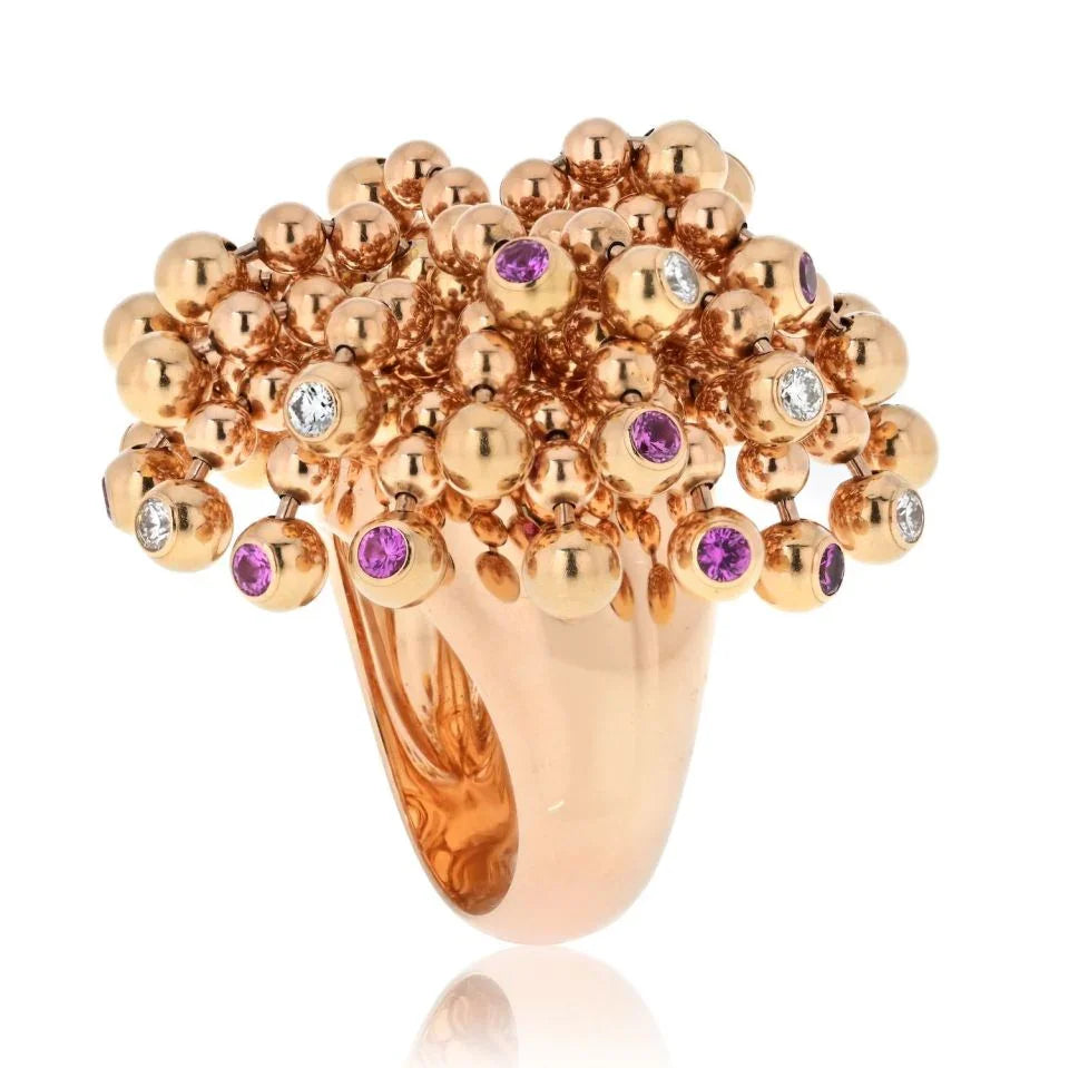 Carthttier Nouvelle Vague 18K Rose Gold Nouvelle Vague Diamond And Pink Sapphire Ring