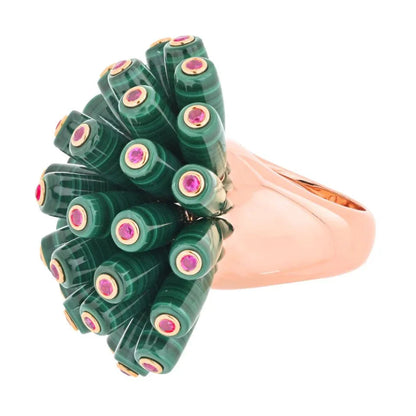 Carthttier Nouvelle Vague 18K Rose Gold Nouvelle Vague Malachite Fire Opal Ring