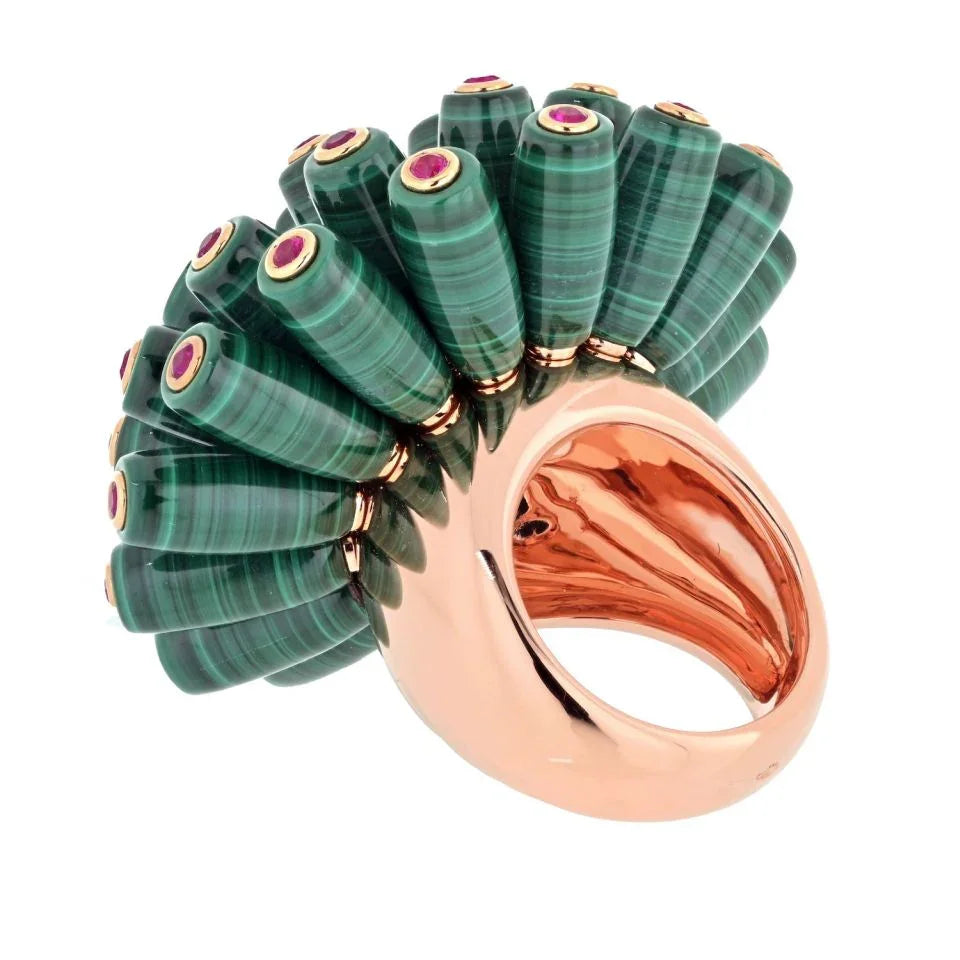 Carthttier Nouvelle Vague 18K Rose Gold Nouvelle Vague Malachite Fire Opal Ring