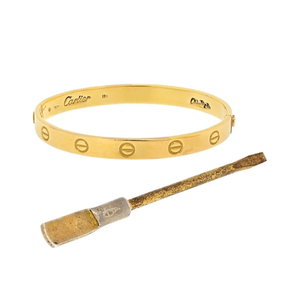 Carthttier 18K Yellow Gold 1970 Aldo Cipullo Size 17 Love Bracelet