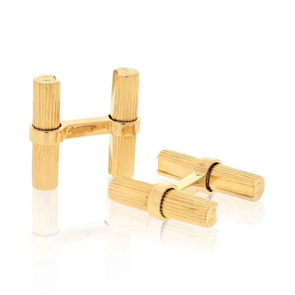 Carthttier 18K Yellow Gold Interchangable Malachite, Tiger Eye, Lapis, Onyx Cuff Links