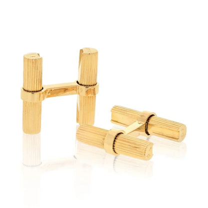 Carthttier 18K Yellow Gold Interchangable Malachite, Tiger Eye, Lapis, Onyx Cuff Links