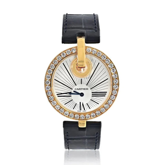 Carthttier 18K Yellow Gold Captive 35mm Diamond Case Women Watch