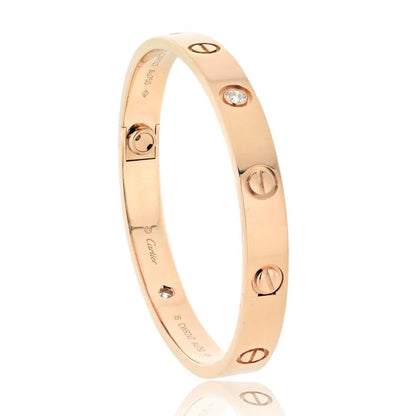 Carthttier Love 18K Rose Gold 4 Diamond Size 16 Bracelet
