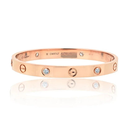 Carthttier Love 18K Rose Gold 4 Diamond Size 16 Bracelet