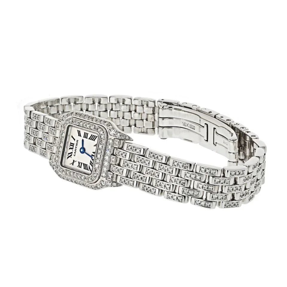 Carthttier Panthere 18K White Gold Panthere Diamond Mini Women Watch
