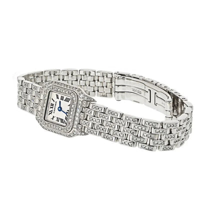 Carthttier Panthere 18K White Gold Panthere Diamond Mini Women Watch