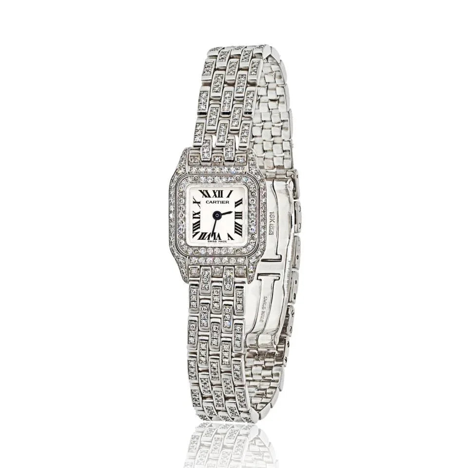 Carthttier Panthere 18K White Gold Panthere Diamond Mini Women Watch