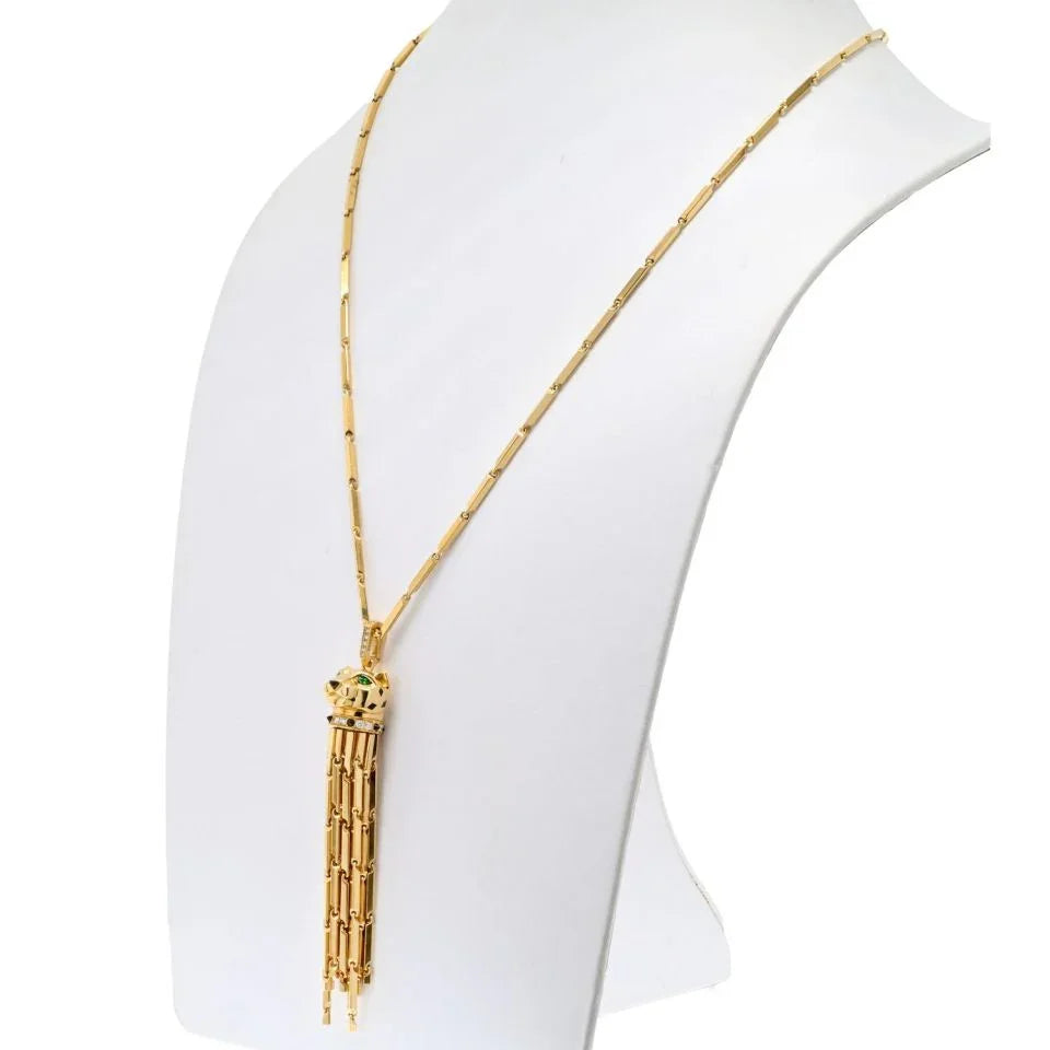 Carthttier 18K Yellow Gold Panthere Long Tassel Necklace
