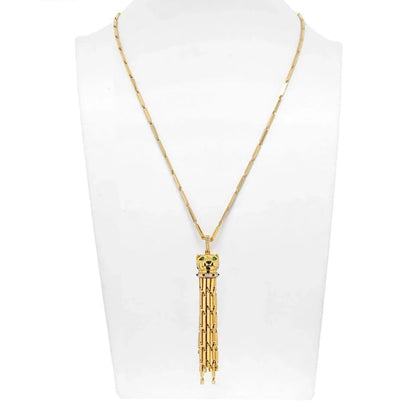 Carthttier 18K Yellow Gold Panthere Long Tassel Necklace