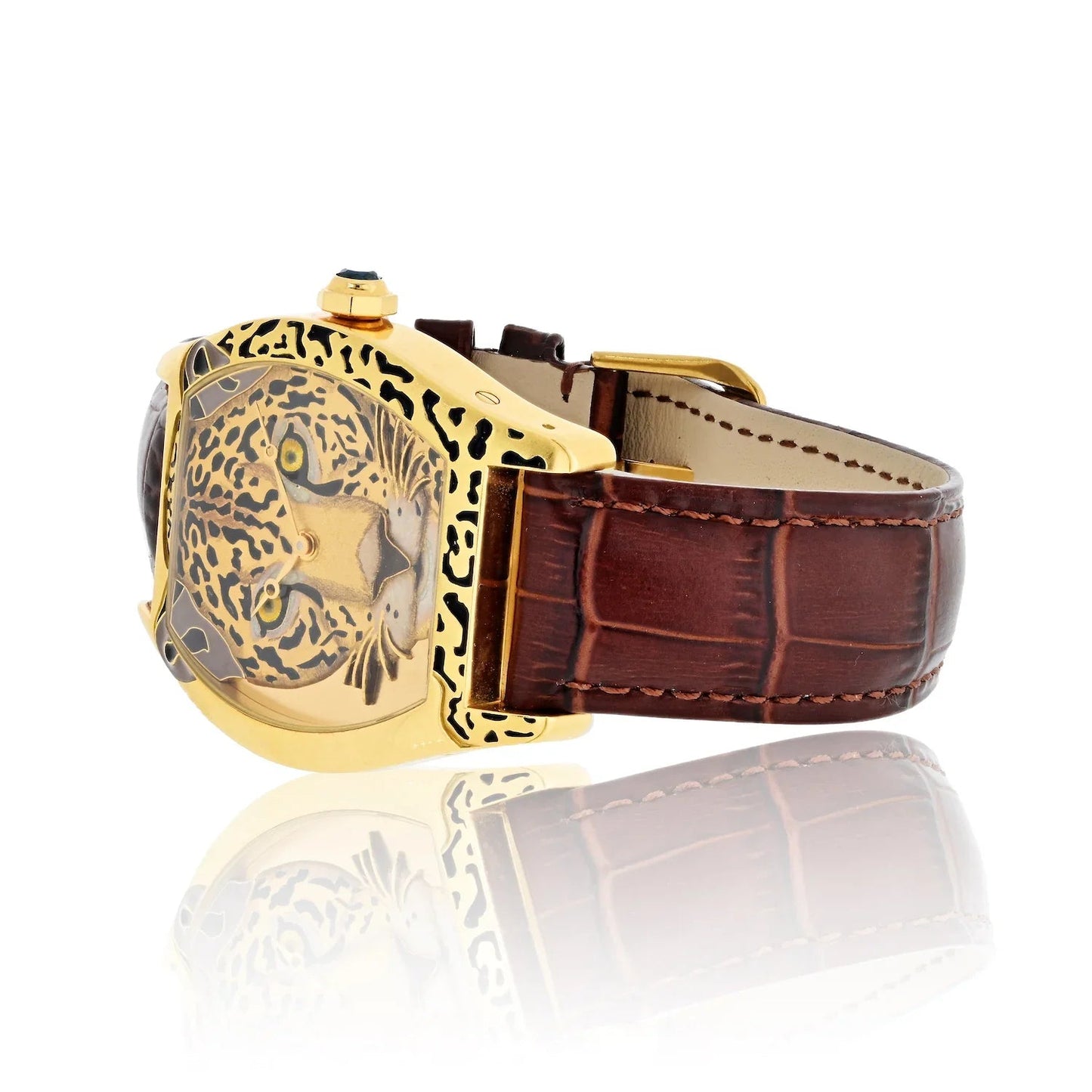 Carthttier Tortue Panth¨¨re Face Limited Edition Enamel and Yellow Gold Women Wristwatch