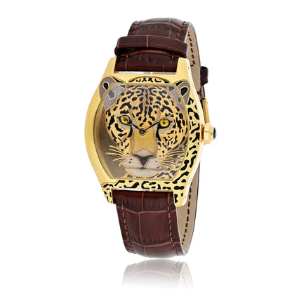 Carthttier Tortue Panth¨¨re Face Limited Edition Enamel and Yellow Gold Women Wristwatch