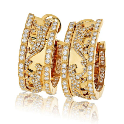 Carthttier 18K Yellow Gold Walking Panthere Diamond Earrings