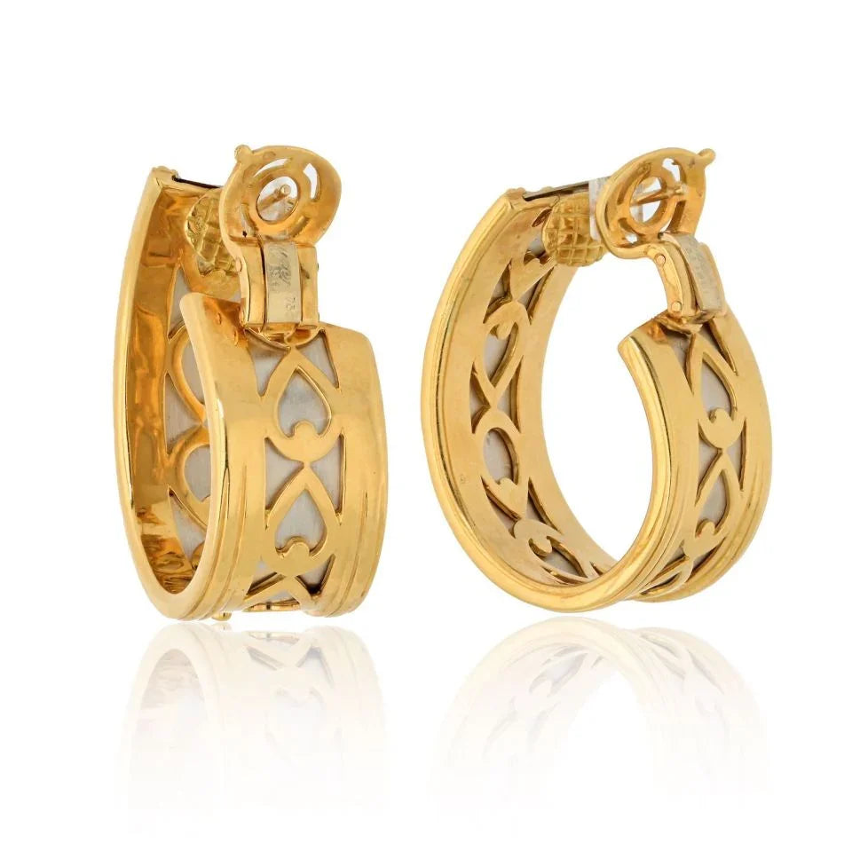 Carthttier Platinum & 18K Yellow Gold Walking Panthere Earrings