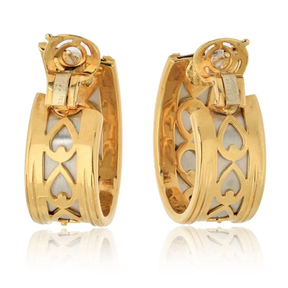 Carthttier Platinum & 18K Yellow Gold Walking Panthere Earrings