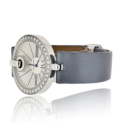 Carthttier 18K White Gold Captive 35mm Diamond Dial Ref 3120 Women Watch