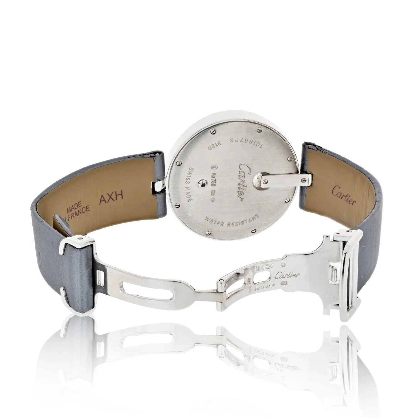 Carthttier 18K White Gold Captive 35mm Diamond Dial Ref 3120 Women Watch