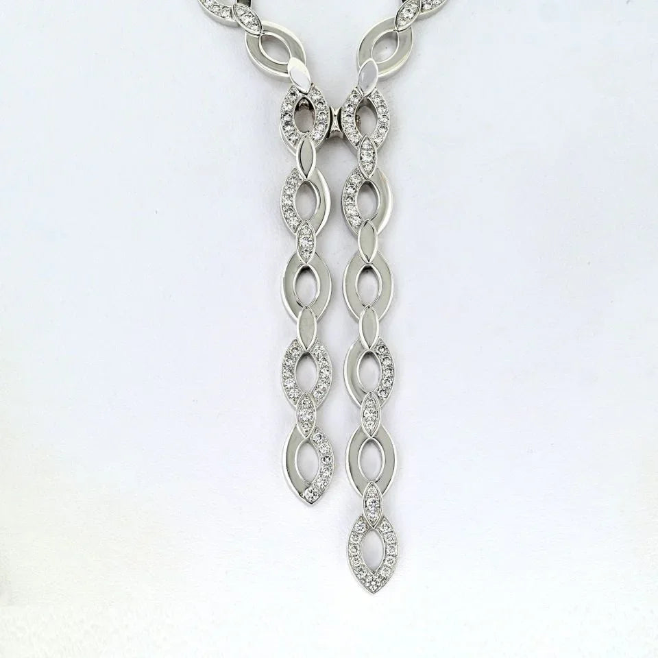 Carthttier 18K White Gold Diadea Lariat 6.65cttw Necklace