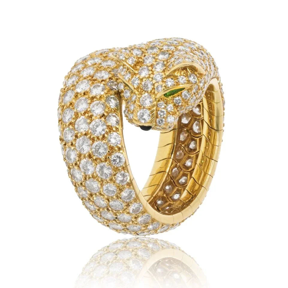 Carthttier 18K Yellow Gold Diamond Panthere Ring
