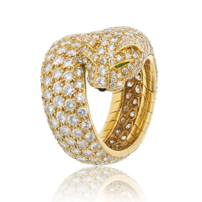 Carthttier 18K Yellow Gold Diamond Panthere Ring
