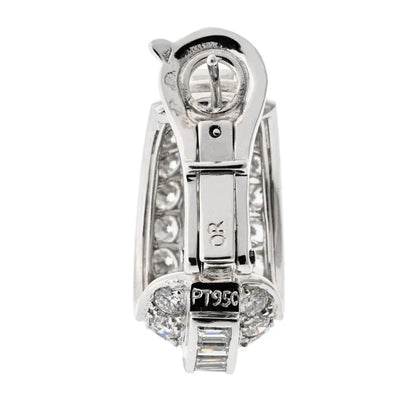 Carthttier Platinum 8.00cttw Diamond Huggie With Round And Baguette Earrings