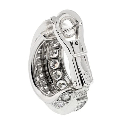 Carthttier Platinum 8.00cttw Diamond Huggie With Round And Baguette Earrings