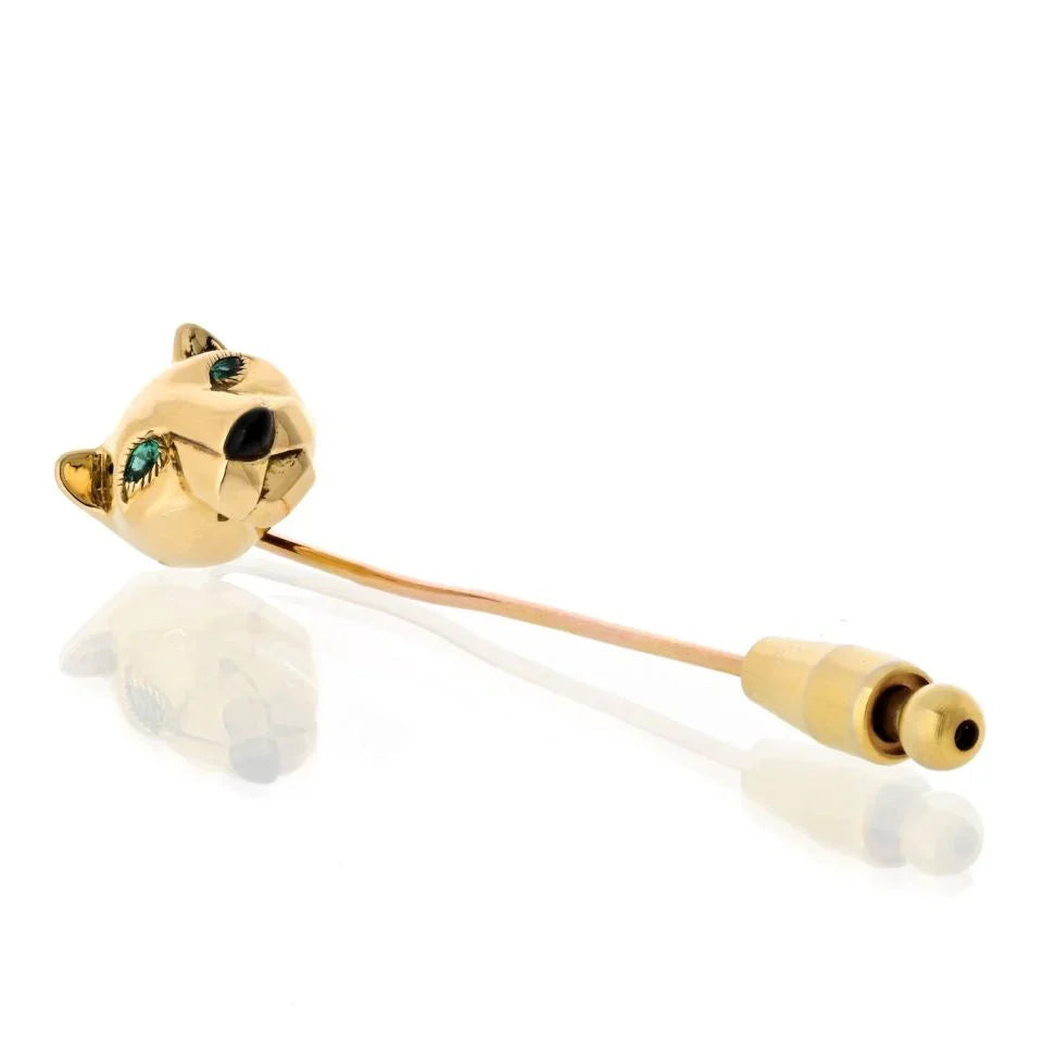 Carthttier 18K Yellow Gold Panthere Tie Pin Brooch