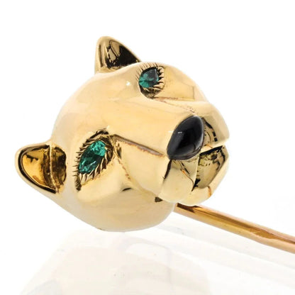 Carthttier 18K Yellow Gold Panthere Tie Pin Brooch