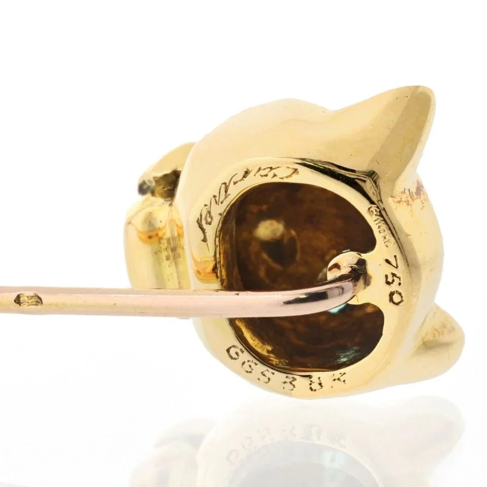 Carthttier 18K Yellow Gold Panthere Tie Pin Brooch