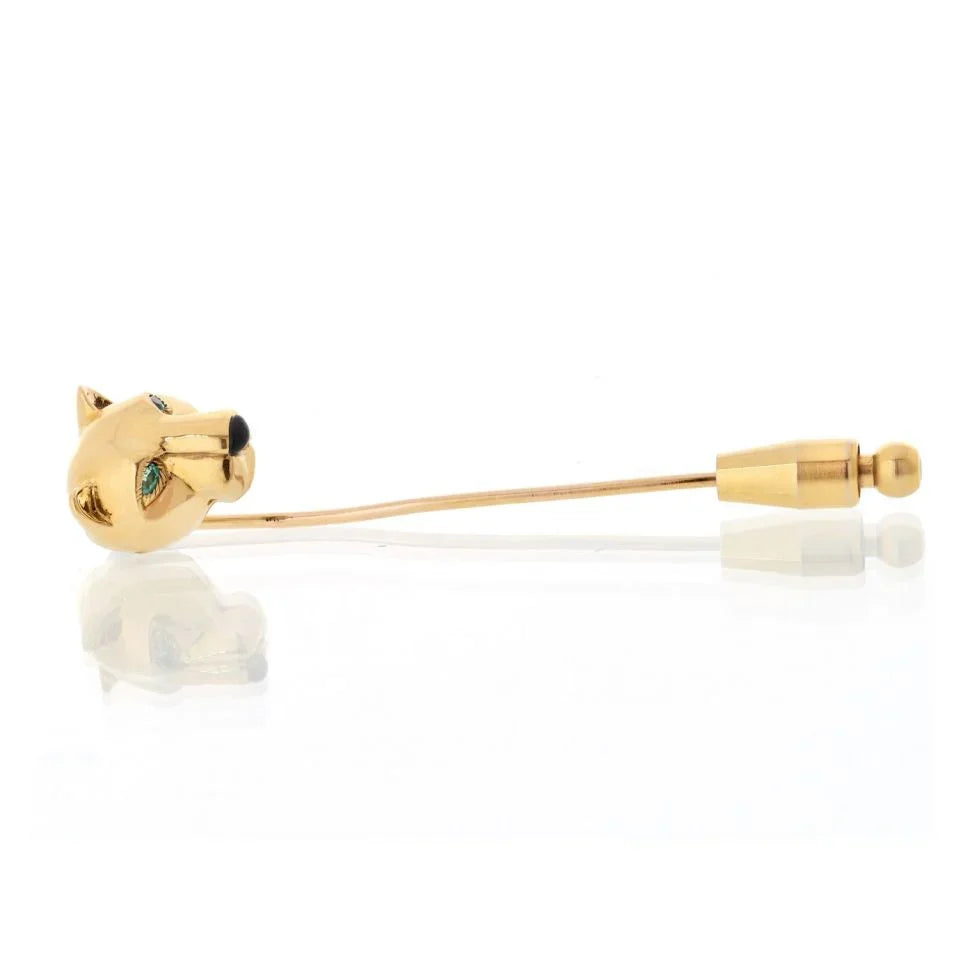 Carthttier 18K Yellow Gold Panthere Tie Pin Brooch