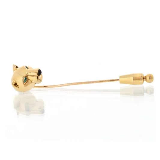 Carthttier 18K Yellow Gold Panthere Tie Pin Brooch